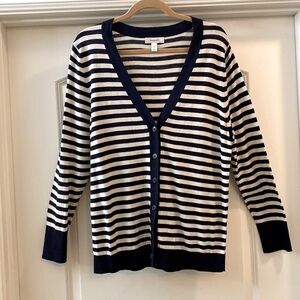 Dressbarn Stripe cardigan sweater top Womens 1X Button up office career Nautical